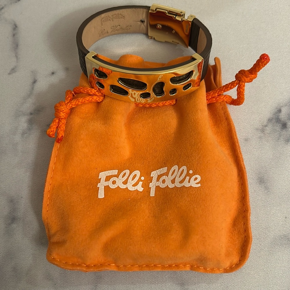 Folli Follie Dark Brown Leather Band Bracelet